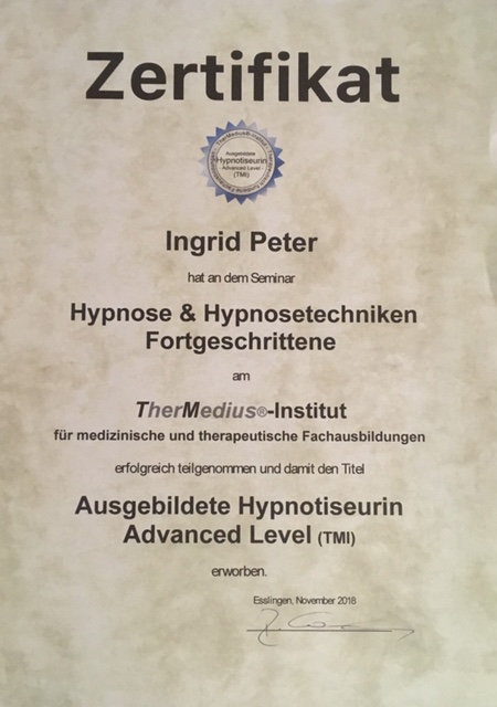 Zertifikat Hypnose